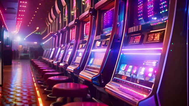 Row of Slot Machines in a Casino Generative AI
