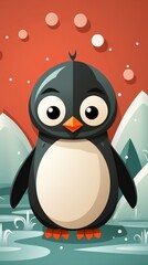 Wallpaper or background for web or cell phone of adorable penguin