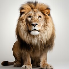 Adult lion animal on a white background, AI image