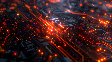 Obraz premium Close Up of a Computer Circuit Board