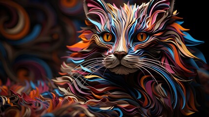 Wallpaper or background, of an adorable cat illustration, for graphic resources or for the web