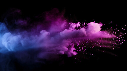 Blue and Purple Cloud of Smoke on Black Background
