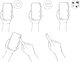スマホを操作する手のイラストセット © satou  koma