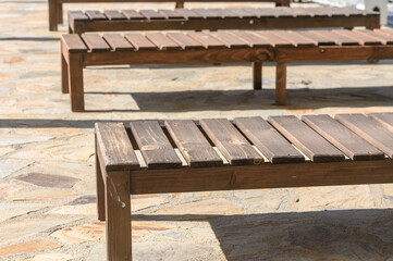 Fototapeta premium beach loungers near the pool 2