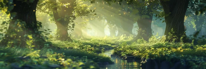 Photo sur Plexiglas Couleur pistache landscape of a magical forest, generative AI