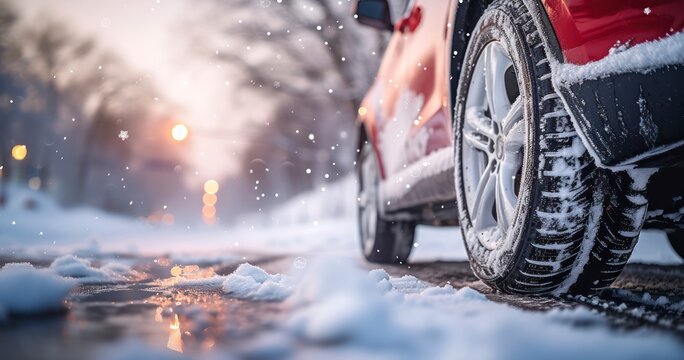 The Dependable Performance of Winter Tires Underneath a Car in the Snow