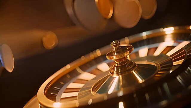Close Up of Golden Roulette With Bokeh Lights Generative AI