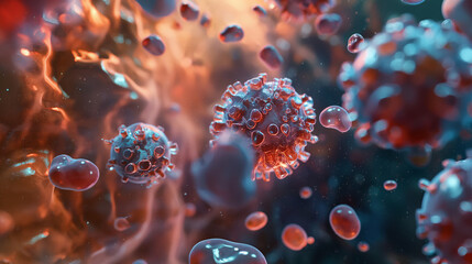 Cluster of Red and Blue Blood Cells