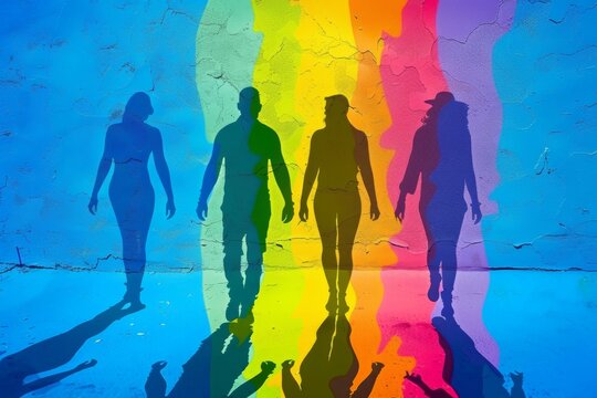 LGBTQ Pride local. Rainbow amity colorful future diversity Flag. Gradient motley colored equal rights movement LGBT rights parade festival medium slate blue diverse gender illustration