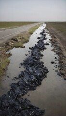 Photo showing oil waste leaking