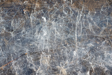 clear ice shards at the edge of the lake