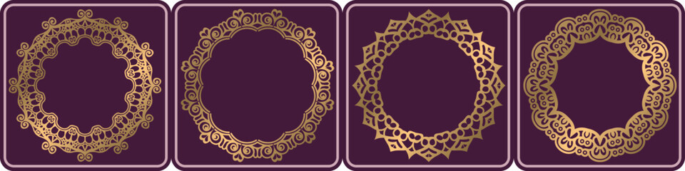 luxury mandala round frame design set. art circle elements.