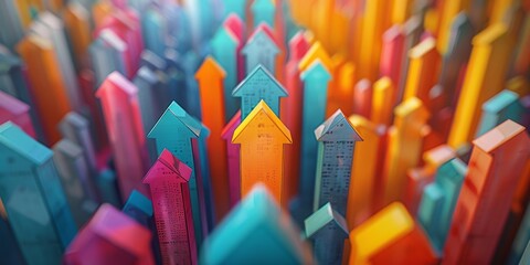 Vibrant pencils line up in a colorful array, ready to inspire creativity and bring life to any office space - obrazy, fototapety, plakaty