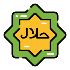 Halal Label for Muslim Food Simple Line Icon Logo Symbol