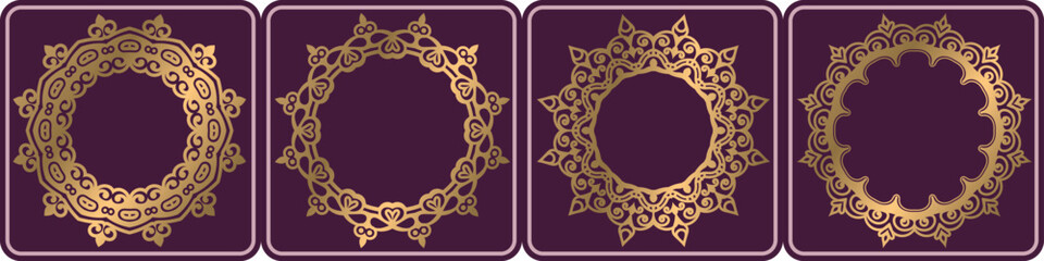 vintage art frame. mandala circular elements set.