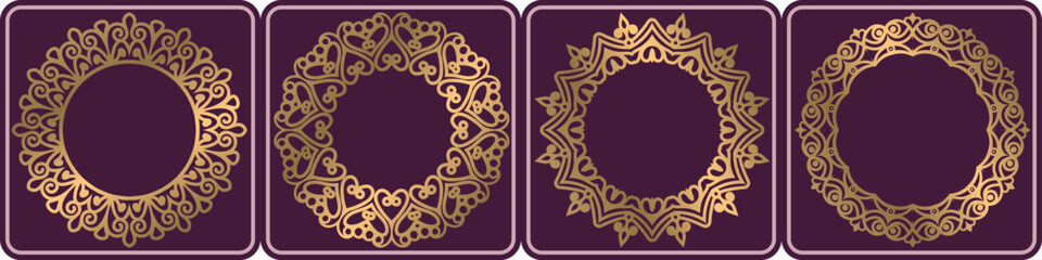 luxury mandala frame ornamental art design set. round border design elements.