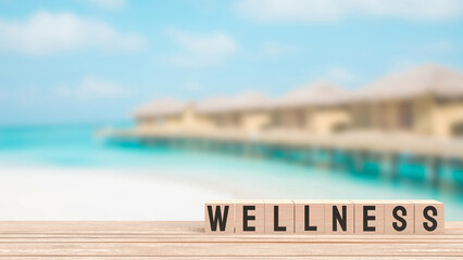 The Wellness on Beach Background for Health concept 3d rendering.