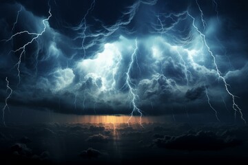 Rain clouds lightening weather. Nature electric. Generate Ai
