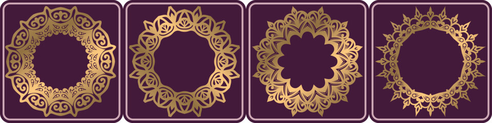 abstract vintage art frame elements set. luxury mandala circle.