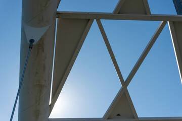 Naklejka premium detail of Humber Bay Arch Bridge located near L. Ontario on the Martin Goodman Trail in Toronto's west end
