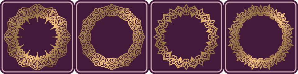 Round art frame luxury color. decorative art floral frame.