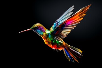 Obraz premium Rainbow colorful hummingbird. Mexico green bird. Generate Ai