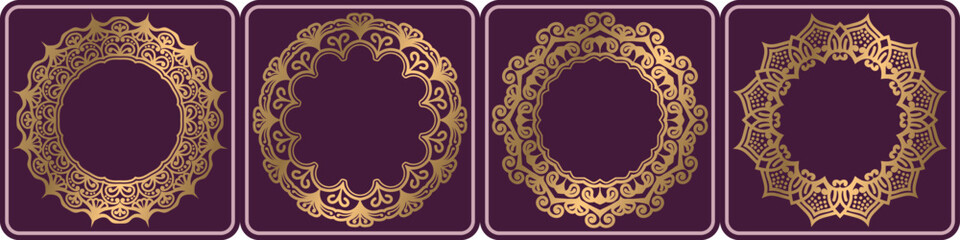 luxury mandala circular set. floral art frame.
