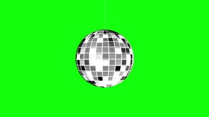 Black and White Shining gray Disco ball on Green Screen for overlay, 4K Animation. Modern Disco light ball animation - Powered by Adobe