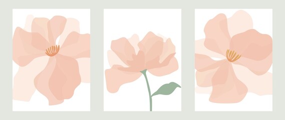 Flat illustration of flowers. Ideal for wall paintings and wallpapers. Can also be used as a cover for books and notebooks. Flower set..