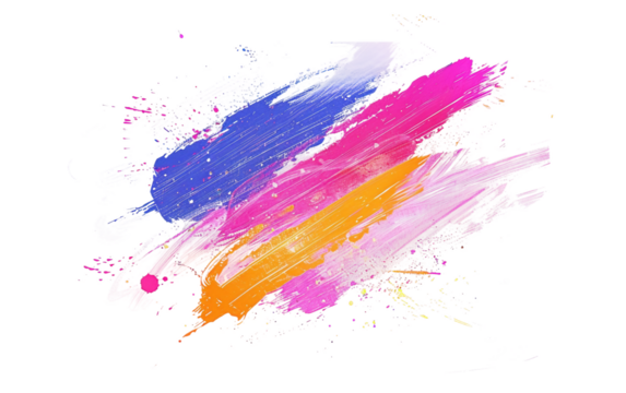 Radiant Pigments Colorful Holi Brush Strokes Isolated on Transparent Background.