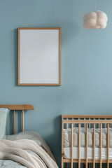 Nursery Room Interior with Blank Picture Frame Mockup