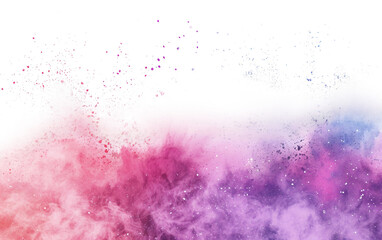 Vibrant Splash Colorful Holi Powder Explosion Isolated on Transparent Background.