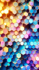 Abstract Background Wallpaper with hexagon, curve, marble and gold stripes. Wall Art for Home Decor, Fractal Texture Pattern Design for mobile cell phone and computer