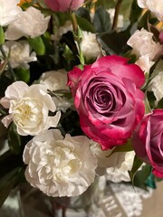 bouquet of roses and carnations