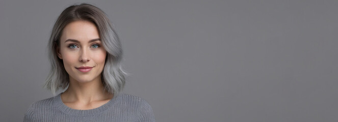 Beautiful Estonian good woman nice fashion half body eye contact