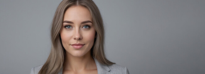Beautiful Estonian good woman nice fashion half body eye contact