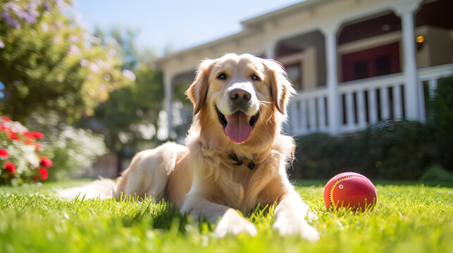 Playful Golden Retriever on a Sunny Day: The Incarnation of Joy and Playfulness in Pets