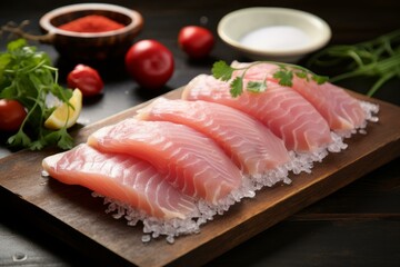 Raw fish fillet. Tilapia meal dinner. Generate Ai