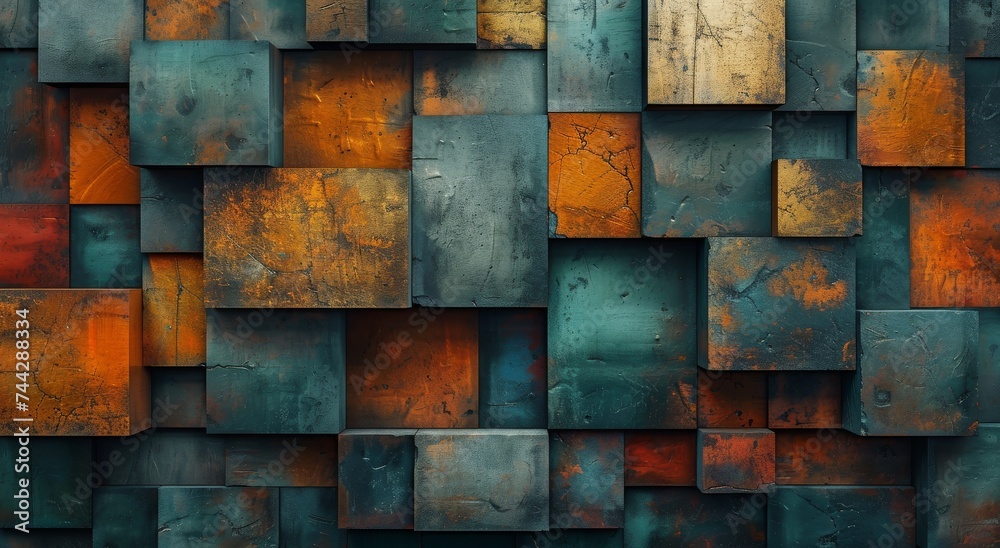 Poster a vibrant and mesmerizing display of abstract art, featuring a symmetrical pattern of colorful block