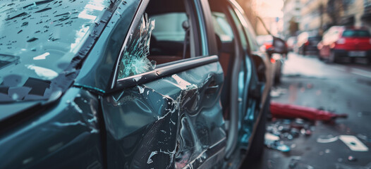 T-bone or Rear-door Accidents. Car accident, crashes injuries, and fatalities on the common road, car safety, and driver errors. 