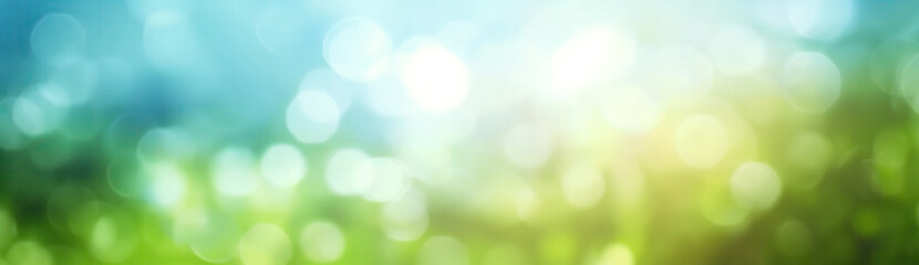 Sunny abstract green nature background, Blur blue and green bokeh light