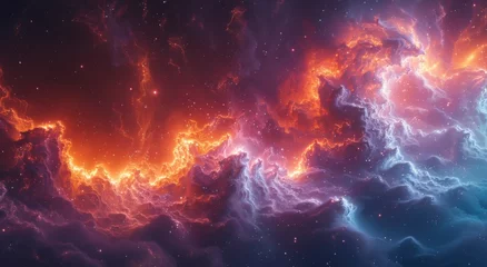 Papier Peint photo Univers A mesmerizing cosmic tapestry of vibrant clouds and shimmering stars, blending together in a breathtaking display of the natural beauty and wonder of the universe