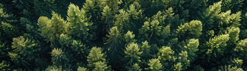 Aerial view of spruce and fir forest. - 744288990