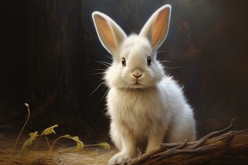 Obraz premium Cute baby rabbit. Happy pet sweet. Generate Ai