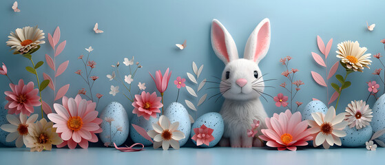 Happy Easter! in a concepts of Christian Easter festive with Rabbit's Easter Egg.