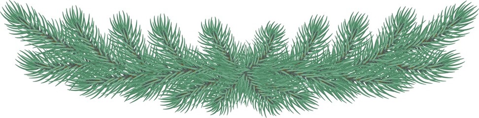 Obraz premium garland of pine treesand poissentia. Green lush spruce. Fir. illustration Design elements for greating and sale card, on transparent, png