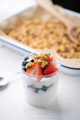 homemade granola with berries and yogurt
