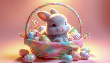 a basket easter eggs bunny rabbit backyard hunt fluffy holiday egg spring yard grass flower religion April floral event hunting decor happy card chocolate poster cute season holidays ears ear festive