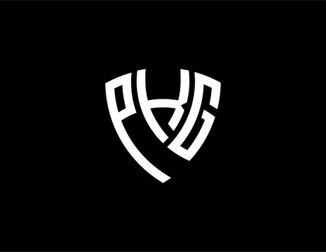 PKG creative letter shield logo design vector icon illustration
