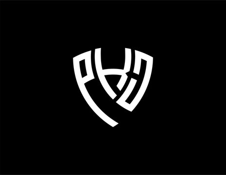 PKJ creative letter shield logo design vector icon illustration